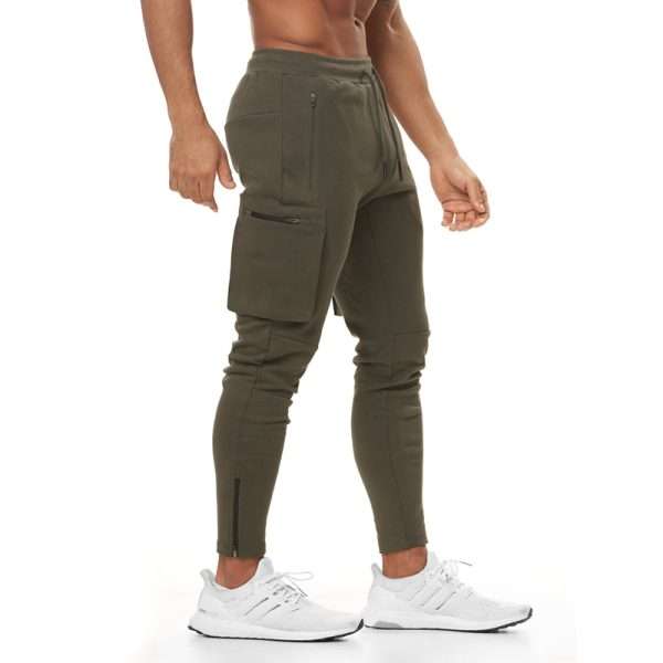 Zipper Leg Opening Sport Fitness Mens Jogging Cargo Pants With Big Side